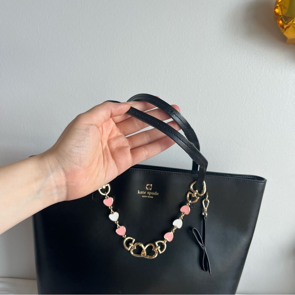 KATE SPADE Black Laptop Work Tote Heart Chain Perfect Cavern Poppy Staci Bag - Picture 2 of 12
